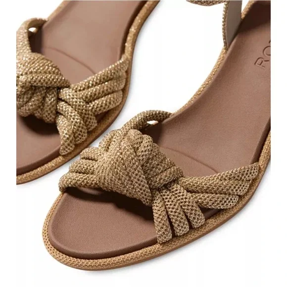 NEW Rothys The Knot Sandal Golden Shimmer Metallic Block Heel Womens 10.5 - Picture 8 of 14